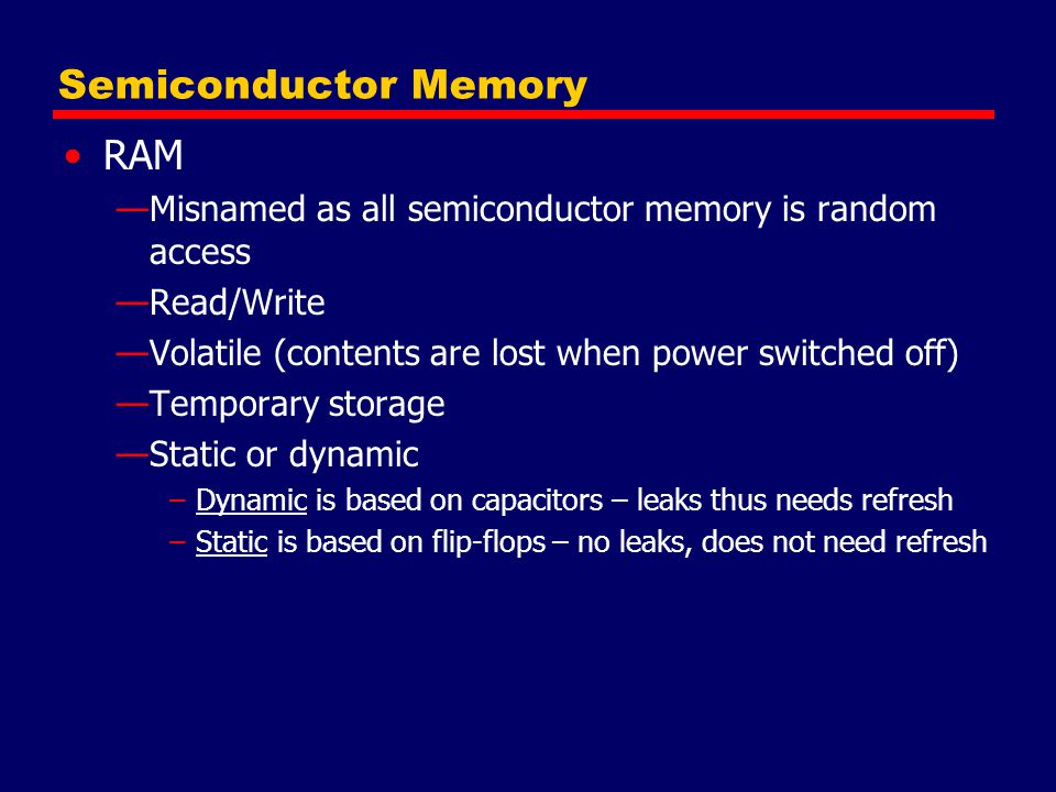 Semiconductor ram memories in computer best sale organization
